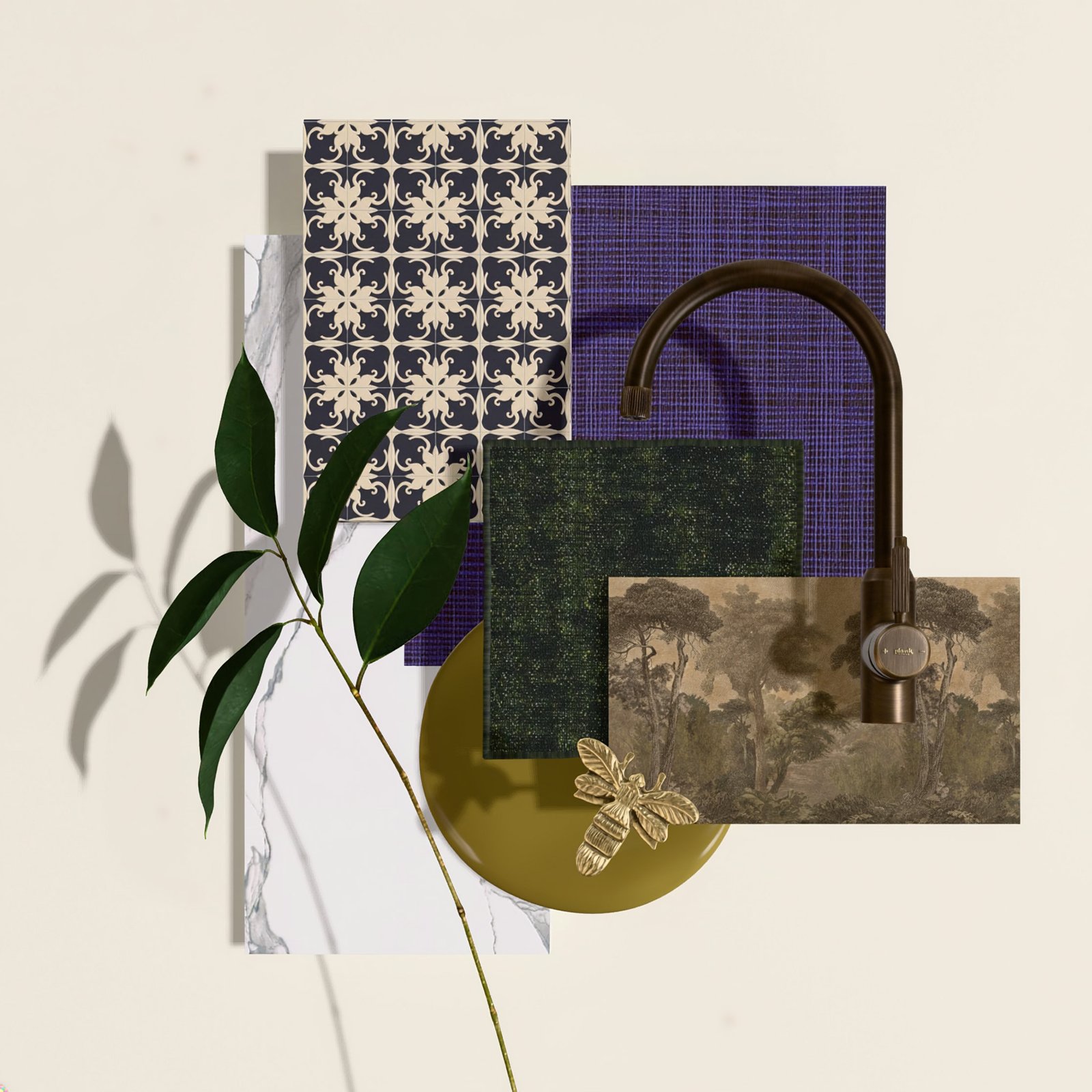 Cocina Oliva — moodboard de materiales y acabados